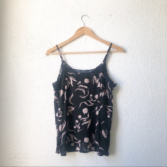 Halogen Black and Pink Printed Lace Tank Top Small - Picture 4 of 7
